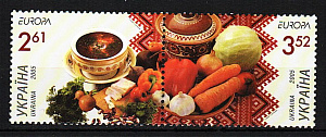 Украина _, 2005, Европа, Гастрономия, Борщ, Овощи, 2 марки сцепка